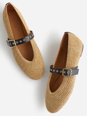 Madewell The Remy Crocheted Straw Mary Jane Flat Size 8.5